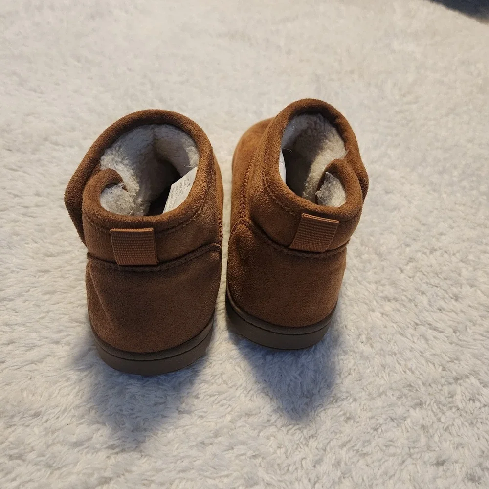 Toddler Faux Suede Faux Fur‎ Lined Ankle Boots Chestnut Brown Size 10